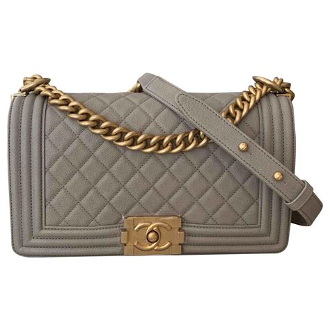 chanel grey boy bag